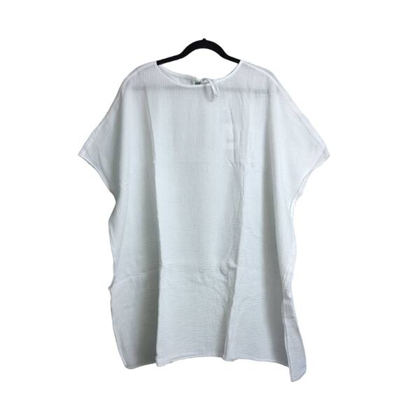 NWT Andie Magdalena Kaftan White Textured Short Sleeve Tie Back Loose Fit S/M - Picture 1 of 8